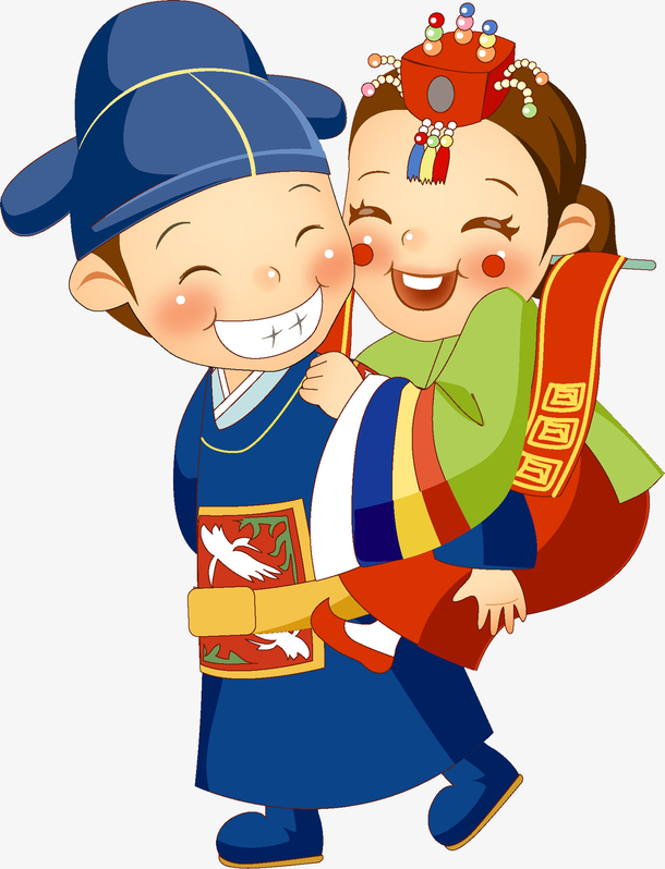 卡通右左结婚图片高清_卡通右左结婚图片可爱_卡通结婚图片一左一右